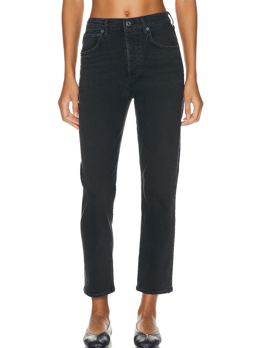 AGOLDE Button Fly Riley High Rise Straight Crop